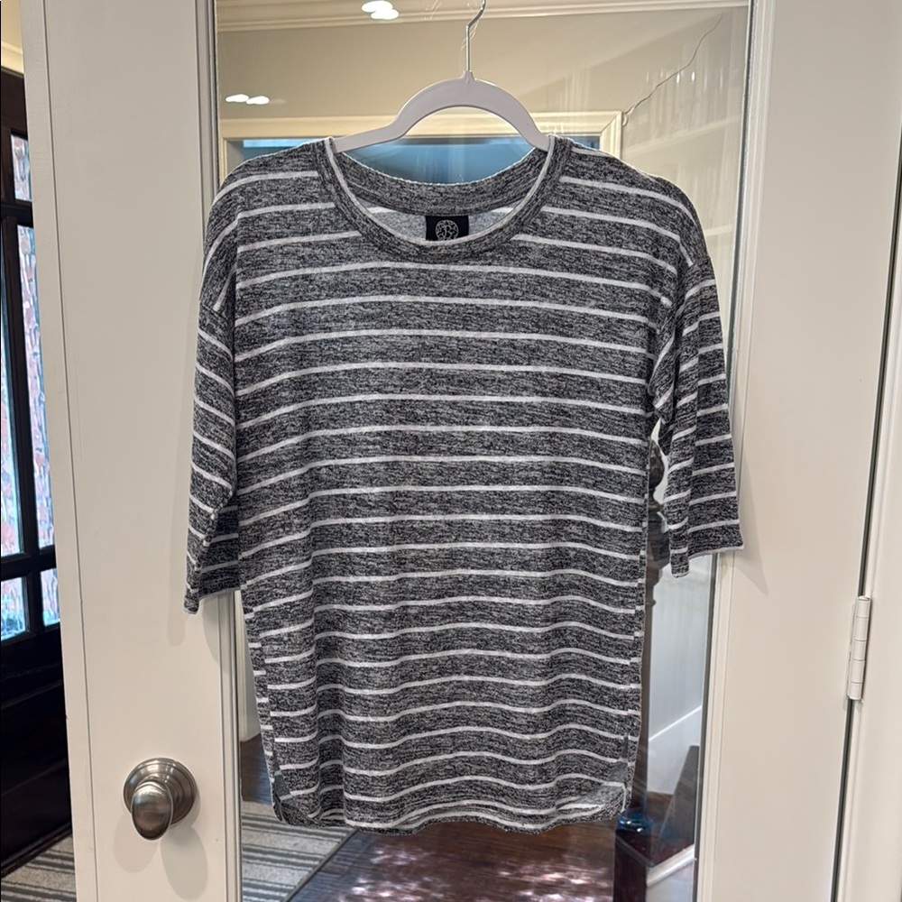 Bobeau Gray and White Striped shirt